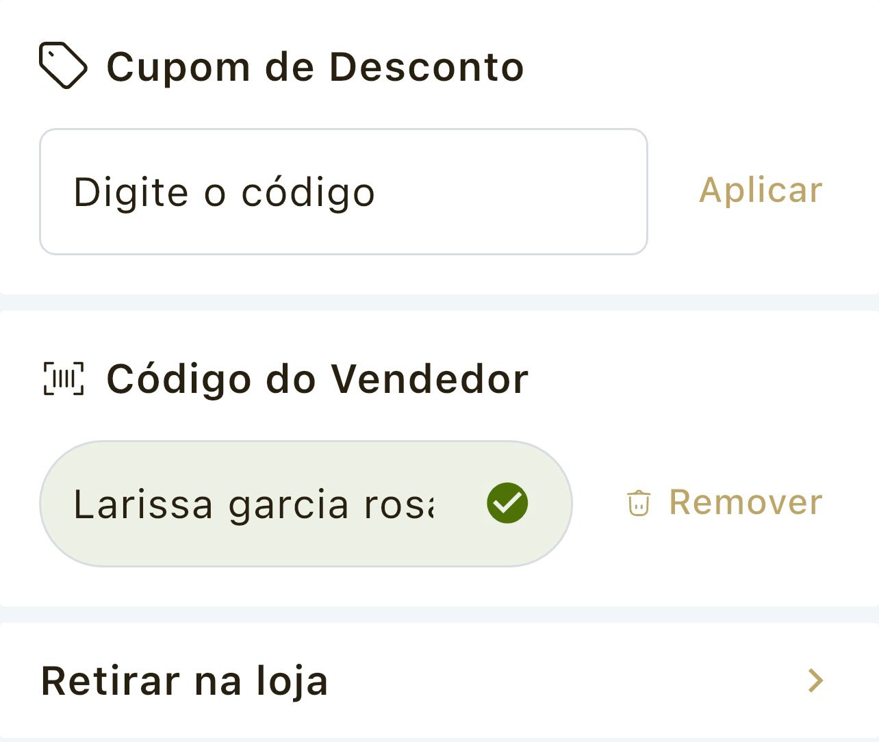 Código de vendedora Vix 0757 aplicado com sucesso — passo 2