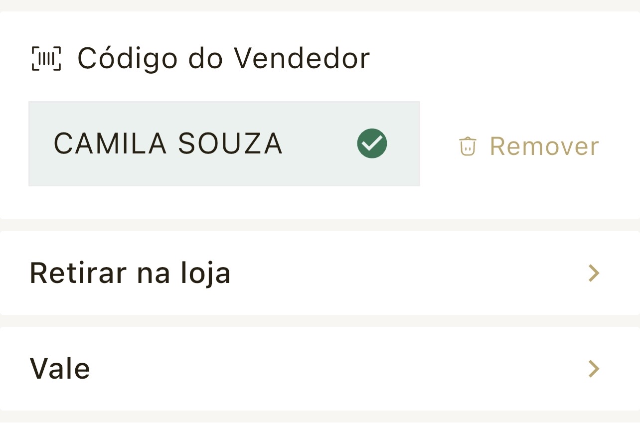 Código de vendedora Vix 0066 aplicado com sucesso — passo 2